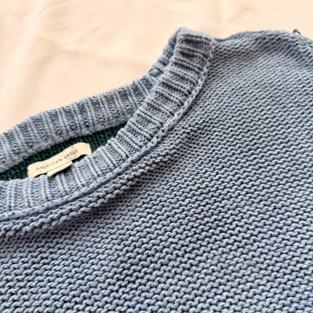 American Eagle Colorblock Cropped‎ Crewneck Sweater – XS – 100% Cotton - Picture 6 of 12